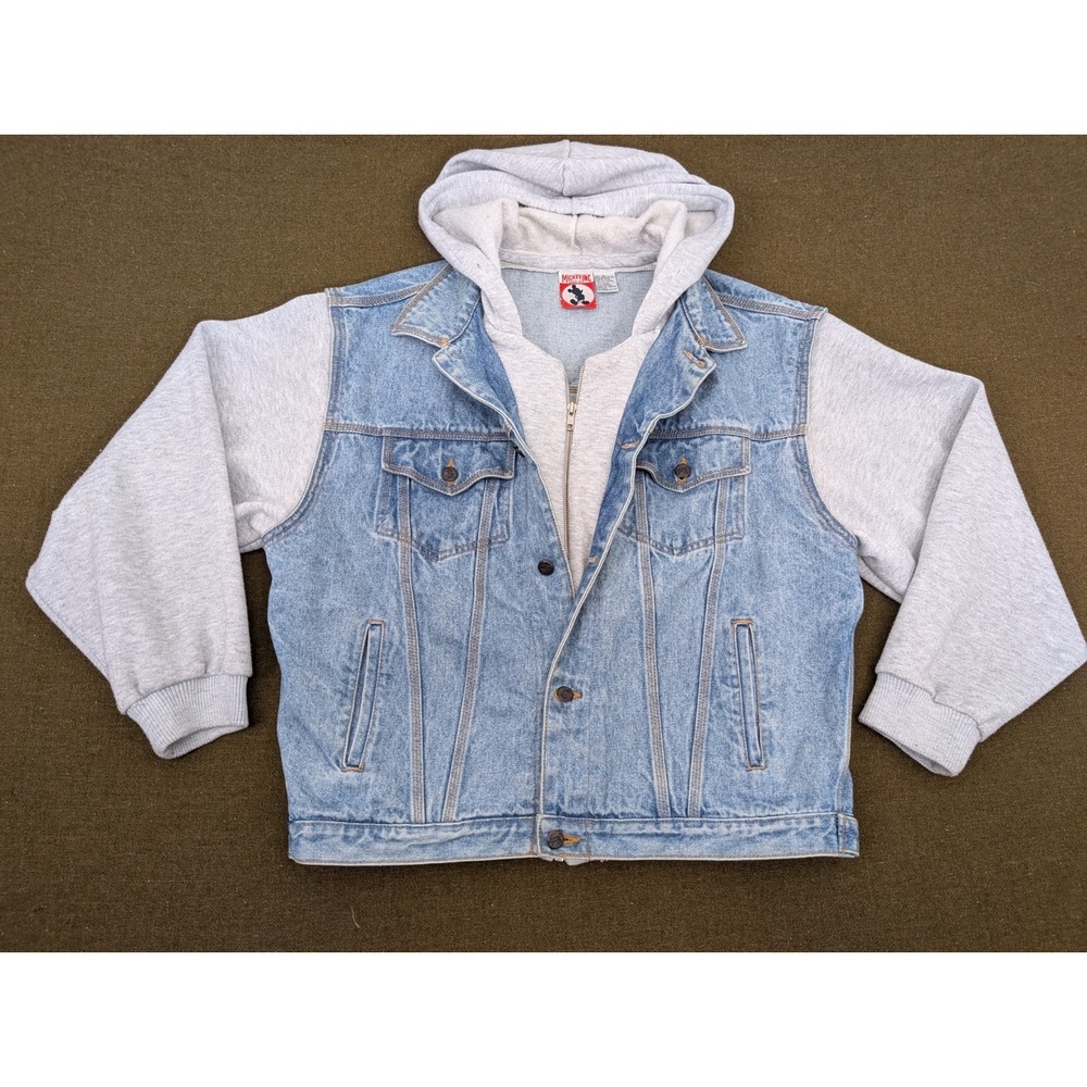 Vintage Rare 90's Mickey Inc Mickey Mouse Denim Hoodie Jacket Size XL - Picture 3 of 12